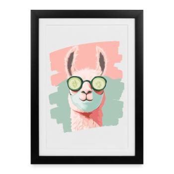 Masque de soin auto-soin Llama Alpaga Beauty - Affiche encadrée (27 × 37 cm) - noir - Devant