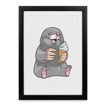 Glace Mole Waffle - Affiche encadrée (27 × 37 cm) - noir - Devant