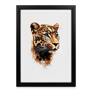 Leopard Panther Big Cat Cat Panther Leopard - Framed poster (27 × 37 cm) - black - Front