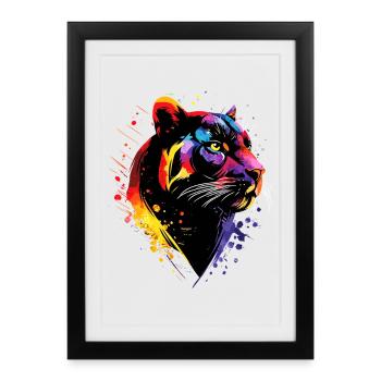 Panther Leopard Big Cat Cute Big Cat Panter - Framed poster (27 × 37 cm) - black - Front