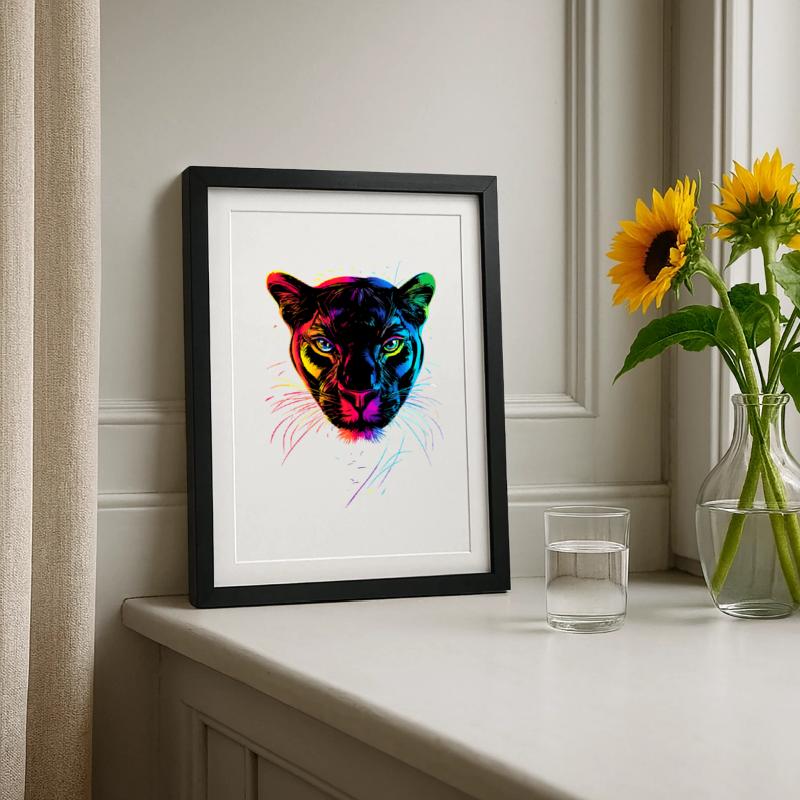 Panther Leopard Big Cat Cute Big Cat Panter Framed poster (27 × 37 cm)