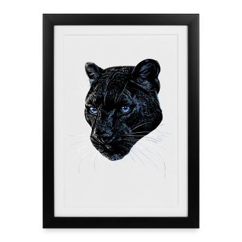 Panther Leopard Big Cat Cute Big Cat Panter - Framed poster (27 × 37 cm) - black - Front