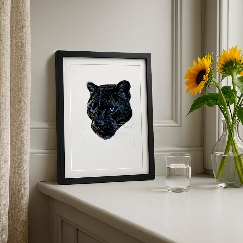 Panther Leopard Raubkatze Süße Großkatze Panter Gerahmtes Poster (27 × 37 cm)