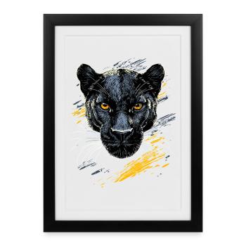 Panther Leopard Big Cat Cute Big Cat Panter - Framed poster (27 × 37 cm) - black - Front