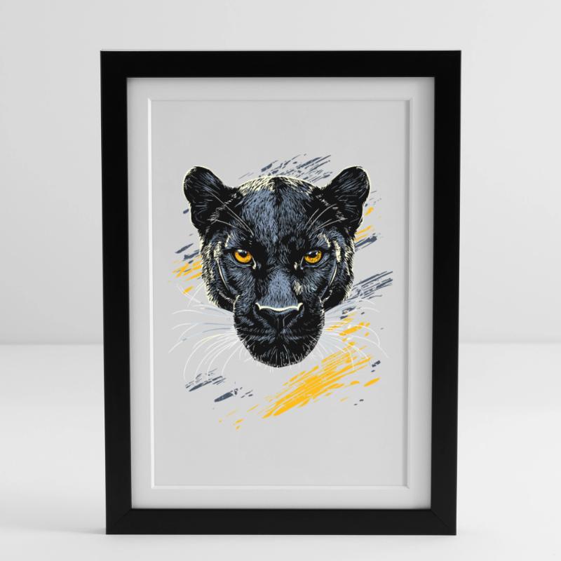 Panther Leopard Big Cat Cute Big Cat Panter Framed poster (27 × 37 cm)