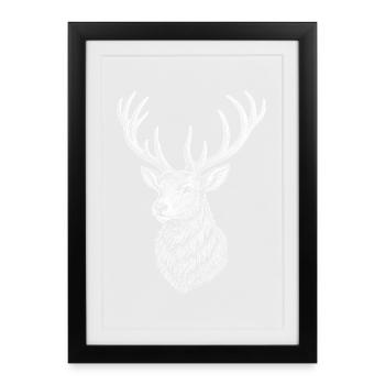 Hirsch - Gerahmtes Poster (27 × 37 cm) - Schwarz - Vorne