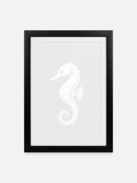 Seepferdchen - Gerahmtes Poster (27 × 37 cm) - Schwarz