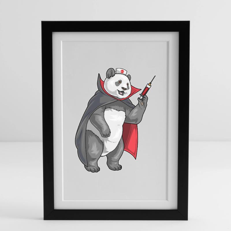 Panda Halloween Vampire Nurse Framed poster (27 × 37 cm)