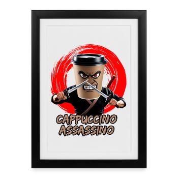 Cappuccino Assassino Amateur de café Brainrot italien - Affiche encadrée (27 × 37 cm) - noir - Devant