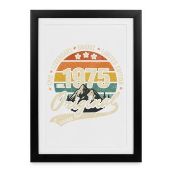50ème Anniversaire Vintage 1975 Vintage Original 1975 - Affiche encadrée (27 × 37 cm) - noir - Devant
