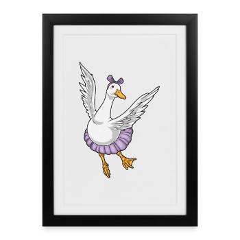 Canard Ballerine Ballet Danse - Affiche encadrée (27 × 37 cm) - noir - Devant