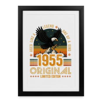 Millésime 1955 70ème Anniversaire Original 1955 Vintage - Affiche encadrée (27 × 37 cm) - noir - Devant