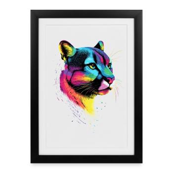Panthère léopard gros chat mignon gros chat chats - Affiche encadrée (27 × 37 cm) - noir - Devant