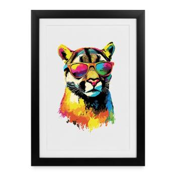 Panther Leopard Big Cat Cute Big Cat Cats - Framed poster (27 × 37 cm) - black - Front