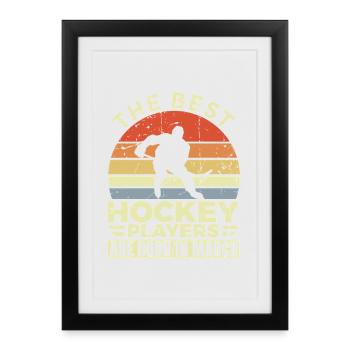 Joueur de hockey sur glace né en mars - Affiche encadrée (27 × 37 cm) - noir - Devant