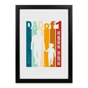 Cadeau papa et fils – Design vintage pour la fête des pères - Affiche encadrée (27 × 37 cm) - noir - Devant