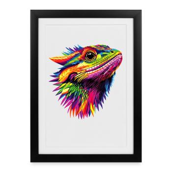 Dragon barbu lézard Dragon barbu Dragons barbus mignons - Affiche encadrée (27 × 37 cm) - noir - Devant