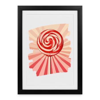 Sucette sucette bonbons bonbons - Affiche encadrée (27 × 37 cm) - noir - Devant
