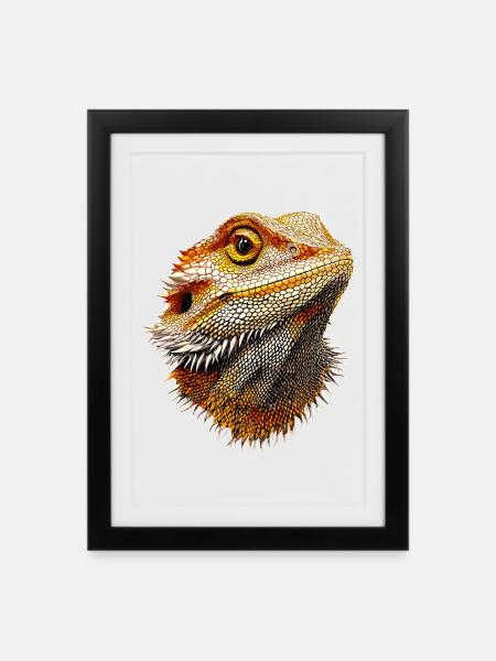 Skjeggagame Øgle Skjeggagame Søte skjeggagamer - Innrammet plakat (27 × 37 cm) - svart