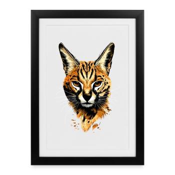 Serval Big Cat Africa Savannah Chats léopards - Affiche encadrée (27 × 37 cm) - noir - Devant