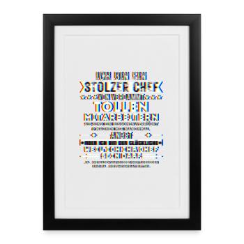 ich bin ein stolzer chef tolle mitarbeiter trippy - Gerahmtes Poster (27 × 37 cm) - Schwarz - Vorne