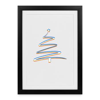arbre de Noël abstrait effet trippant - Affiche encadrée (27 × 37 cm) - noir - Devant