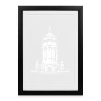 Mannheim's landmark at night - Framed poster (27 × 37 cm) - black - Front