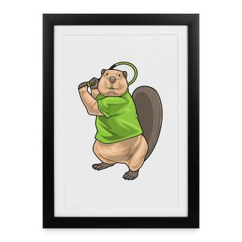 Raquettes de tennis Beaver - Affiche encadrée (27 × 37 cm) - noir - Devant