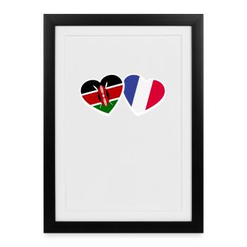 Kenya France Heart Love Flag Kenyans - Framed poster (27 × 37 cm) - black - Front