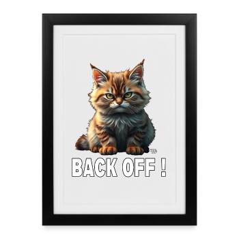 Un chat rouge mignon et maléfique dit de s’en aller ! Reculer! - Affiche encadrée (27 × 37 cm) - noir - Devant