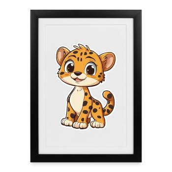 Guépard mignon - Affiche encadrée (27 × 37 cm) - noir - Devant