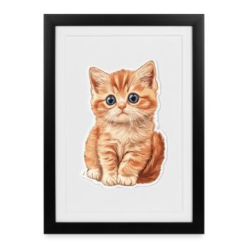 Cute Cat Kitten - Framed poster (27 × 37 cm) - black - Front