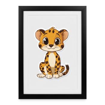 Guépard mignon - Affiche encadrée (27 × 37 cm) - noir - Devant