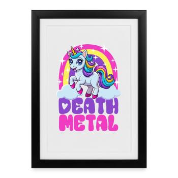 Licorne Death Metal - Heavy Metal - Spruch - Affiche encadrée (27 × 37 cm) - noir - Devant