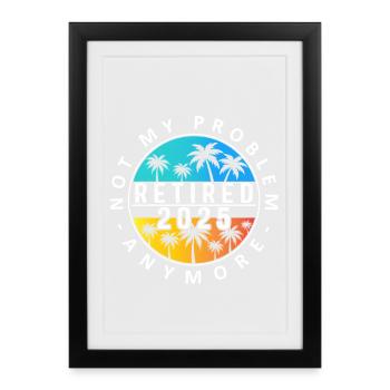Retired 2025 Palm Sunset Design - Framed poster (27 × 37 cm) - black - Front