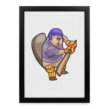 Beaver Cricket Cricket Bat - Framed poster (27 × 37 cm) - black - Front