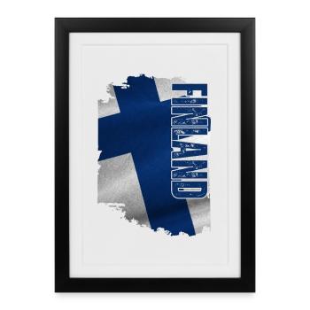 Vertical du drapeau de la Finlande, I Love Finland - Affiche encadrée (27 × 37 cm) - noir - Devant