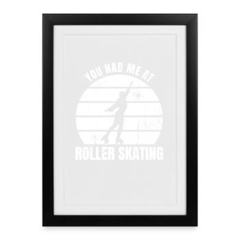 Tu m’as eu au patin à roulettes - Affiche encadrée (27 × 37 cm) - noir - Devant