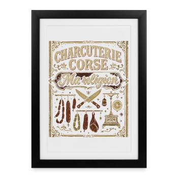 Charcuterie Corse Ma Religion - Affiche encadrée (27 × 37 cm) - noir - Devant