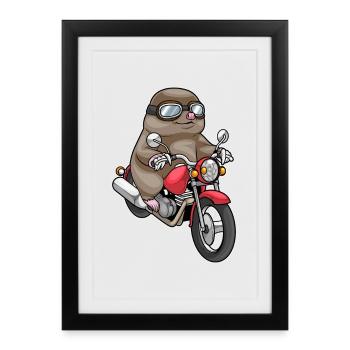 Moto taupe - Affiche encadrée (27 × 37 cm) - noir - Devant