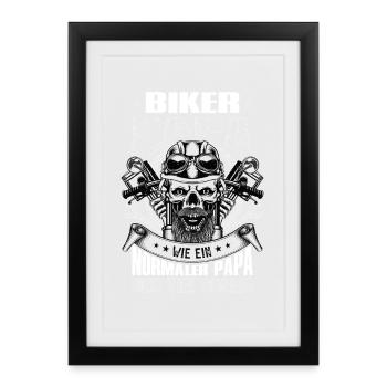 Biker Papa Geschenk Motorrad Spruch Vater - Gerahmtes Poster (27 × 37 cm) - Schwarz - Vorne