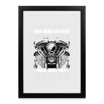 Biker Opa Geschenk Motorrad Spruch Großvater - Gerahmtes Poster (27 × 37 cm) - Schwarz - Vorne