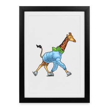 Patins de patinage sur glace Girafe - Affiche encadrée (27 × 37 cm) - noir - Devant