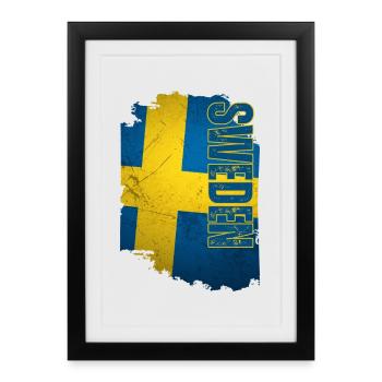 Drapeau vertical de la Suède, j’adore la Suède - Affiche encadrée (27 × 37 cm) - noir - Devant