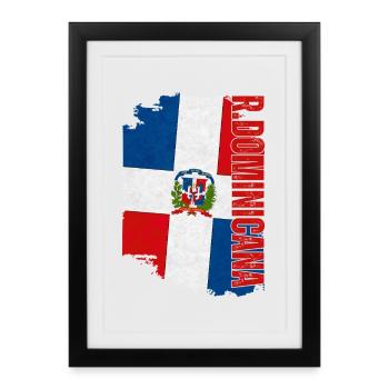 Drapeau dominicain vertical, fierté dominicaine - Affiche encadrée (27 × 37 cm) - noir - Devant