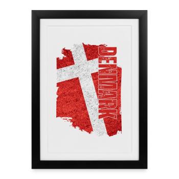 Vertical Denmark Flag, I Love Denmark - Framed poster (27 × 37 cm) - black - Front