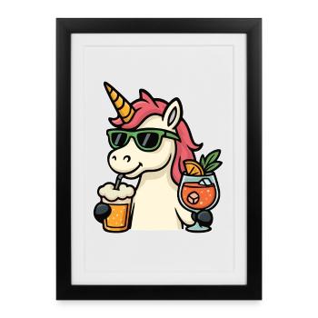 Drinking Unicorn - Framed poster (27 × 37 cm) - black - Front