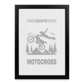 Motocross Geschenk Echte Jungs Spruch Kinder - Gerahmtes Poster (27 × 37 cm) - Schwarz - Vorne