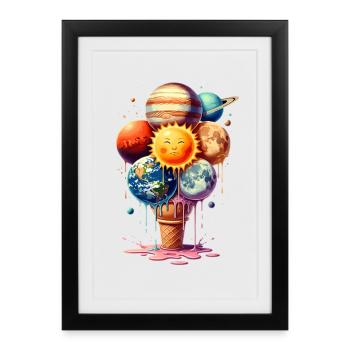 Cream Planet Waffle Cream Solar System - Framed poster (27 × 37 cm) - black - Front