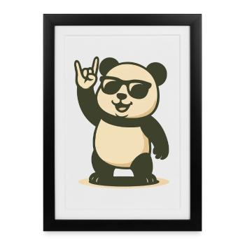 Vibrations de panda rock - Affiche encadrée (27 × 37 cm) - noir - Devant